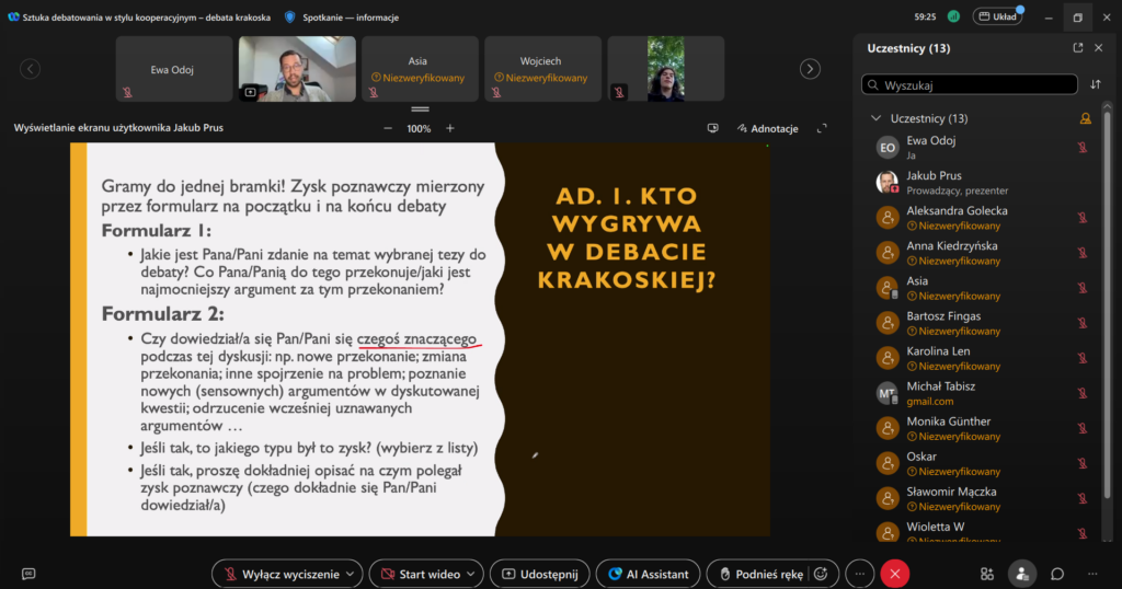 Screen ze szkolenia z dr Jakubem Prusiem